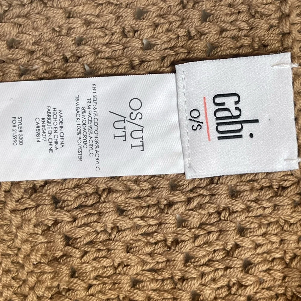 CAbi Womens Infinity Scarf One Size Beige Knit Faux Fur Trim